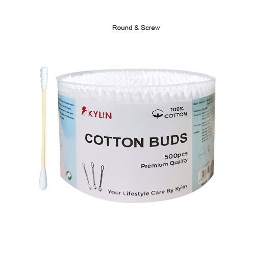 Dual-Tip Wooden Stick Cotton Buds - 4 Design Head Types